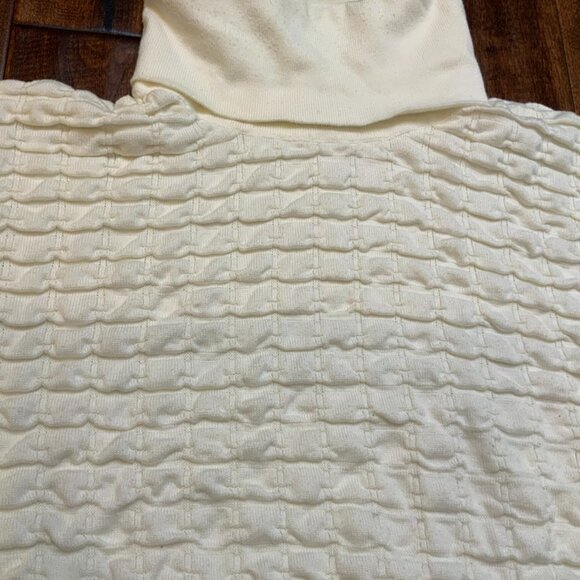 Versace White Textured Gathered Thin Knit Turtleneck Sweater, Size XL - Picture 2 of 8